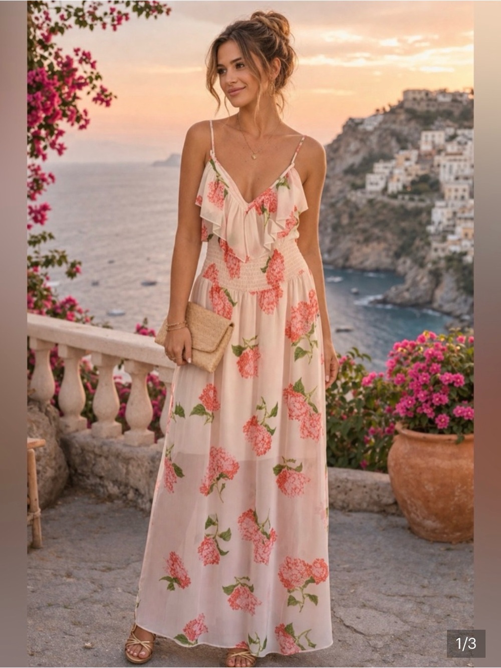 Floral & Feminine Maxi Dress - Pink Floral. Size M